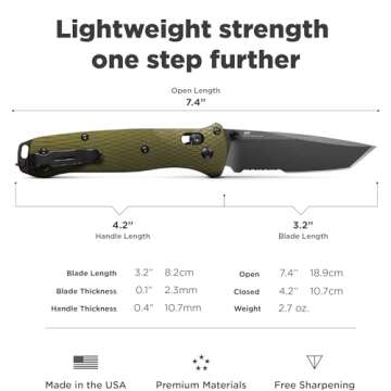 Benchmade - Bailout 537GY EDC Knife with Woodland Green Handle (537SGY-1)