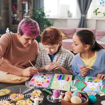 VIKILON 12 Pack Easter Craft for Kids Make You Own Foil Stickers Foil Craft Kit for Kids Girls Boys DIY Art and Craft for Classroom Art Activity Easter Gift