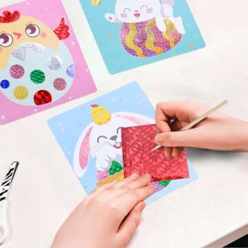 VIKILON 12 Pack Easter Craft for Kids Make You Own Foil Stickers Foil Craft Kit for Kids Girls Boys DIY Art and Craft for Classroom Art Activity Easter Gift