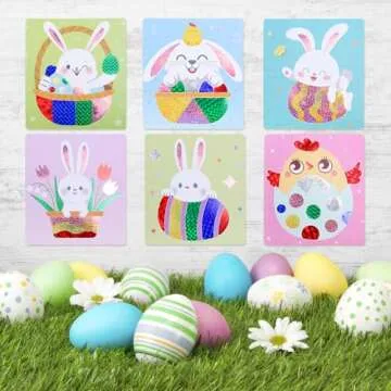 VIKILON 12 Pack Easter Craft for Kids Make You Own Foil Stickers Foil Craft Kit for Kids Girls Boys DIY Art and Craft for Classroom Art Activity Easter Gift