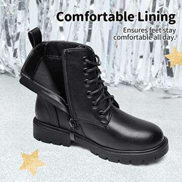 DREAM PAIRS Boys Girls Boots Side Zipper Kids Combat Ankle Booties,Size 10 Toddler,Black/PU,KBO211