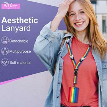 Toykee Rainbow ID Badge Holder with Lanyard and Retractable Badge Reel, Perfect for Nurses, Doctors,...