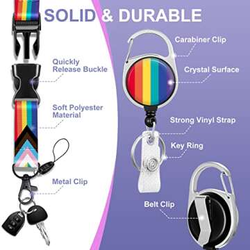 Toykee Rainbow ID Badge Holder with Lanyard & Reel