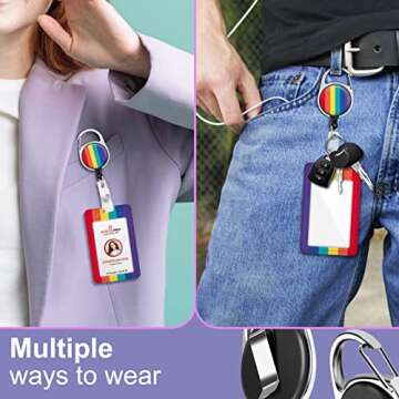 Toykee Rainbow ID Badge Holder with Lanyard & Reel