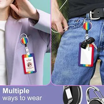 Toykee Rainbow ID Badge Holder with Lanyard & Reel