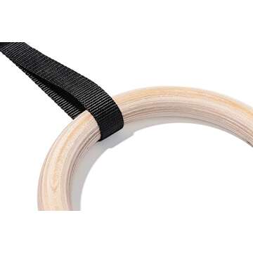 NEXPro Wood Gymnastic Ring Olympic Strength Training Gym Rings Wooden