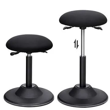 SONGMICS Office Stool Chair, Adjustable Height Sit Stand Stool, 360° Swivel Wobble Stool, for Office Home, Black UOSC01BK