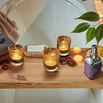 WDHODEC Gold Votive Candle Holders Set of 12, Glass Tealight Candle Holder, Tea Lights Holder for Wedding Table Birthday Party Decoration