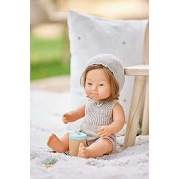 Miniland Clothes for Dolls 15'' Knitted Outfit Rompers & Bonnet - ECO, Made in Spain, Quality, Role ...