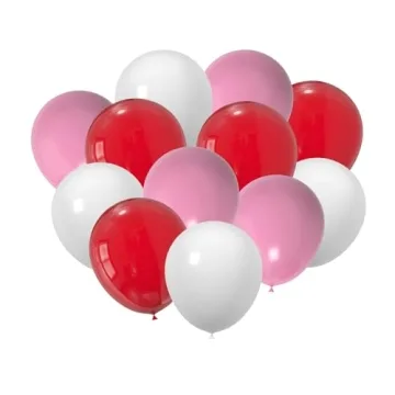 JODIDI 60 Pcs 12 Inch Latex Balloons - Vibrant Red, Pink and White for Celebrations