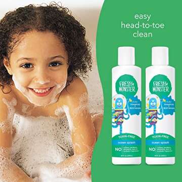 Fresh Monster 2-in-1 Natural Shampoo & Body Wash for Kids, Toxin-Free, Hypoallergenic, Ocean Splash (2 Pack, 8.5oz/each)
