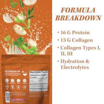 Vitauthority Bone Broth Collagen Delicious Chicken Noodle Flavored - Packed with 16g of Protein & Types I, II, III - Nourishes Skin, Hair, Nails, Joints, & Gut - Beef BoneBroth