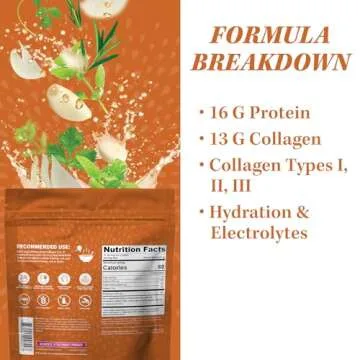 Vitauthority Bone Broth Collagen Delicious Chicken Noodle Flavored - Packed with 16g of Protein & Types I, II, III - Nourishes Skin, Hair, Nails, Joints, & Gut - Beef BoneBroth