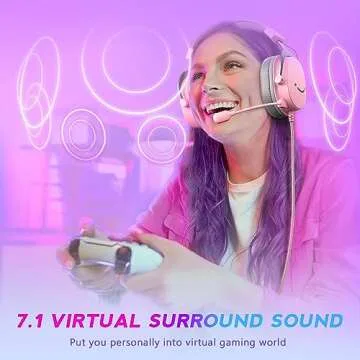FIFINE USB Gaming Headset, PC Over-Ear Wired Streaming Headset with 3.5mm Jack, Detachable Microphone, 7.1 Surround Sound, Control Box, Passive Noise Cancellation, for PS5/Xbox/Switch-H9 Pink