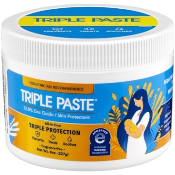 Triple Paste Diaper Rash Cream for Baby - 8 Oz Tub - Zinc Oxide Ointment Treats, Soothes and Prevent...