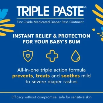 Triple Paste Diaper Rash Cream - Zinc Oxide Ointment 8 Oz Tub