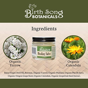 Birth Song Botanicals Herbal Healing Salve First Aid Ointment, Herbal Skin Irritations Salve, 1.5oz Jar