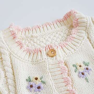 Baby Girls Cable Knit Cardigan - Warm Cotton Sweater