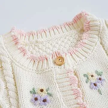 Baby Girls Cable Knit Cardigan - Warm Cotton Sweater