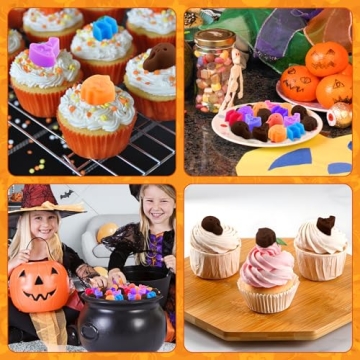 Halloween Candy Molds 4 Pcs Chocolate Molds Silicone with Ghost Pumpkin Bat & Witch Hat