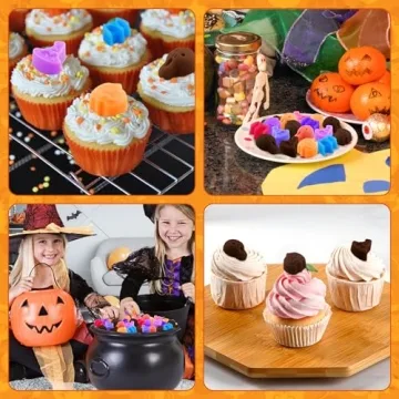 Halloween Candy Molds 4 Pcs Chocolate Molds Silicone with Ghost Pumpkin Bat & Witch Hat