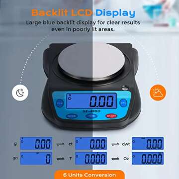 Bonvoisin Digital Lab Scale 600g x 0.01g Precision Electronic Scale LCD Display Analytical Balance Jewelry Scale Scientific Scale 0.01g Accuracy