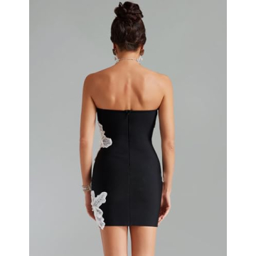 BELLA BARNETT Sexy 3D Flower Strapless Mini Dress