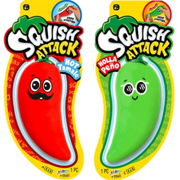 JA-RU Stretchy Peppers Squishy Veggies Squish Attack Sensory Toys (2 Packs) Fidget Toy Stress Relief Toys Sand Filled, Easter Gifts for Kids & Adults. Autism Toys, Party Favor Stress Ball Pep-5560-2s
