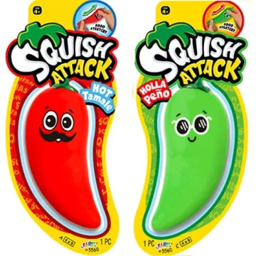 JA-RU Stretchy Peppers Squishy Veggies Squish Attack Sensory Toys (2 Packs) Fidget Toy Stress Relief Toys Sand Filled, Easter Gifts for Kids & Adults. Autism Toys, Party Favor Stress Ball Pep-5560-2s