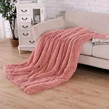 Soffte Cloud Super Soft Long Shaggy Warm Plush Fannel Blanket Throw Qulit Cozy Couch Blanket for Winter Dirty Pink(51"x63")