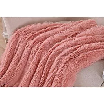 Soffte Cloud Super Soft Long Shaggy Warm Plush Fannel Blanket Throw Qulit Cozy Couch Blanket for Winter Dirty Pink(51"x63")