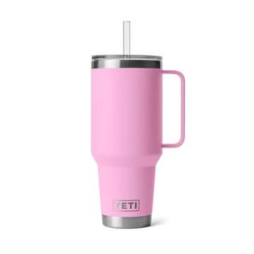 YETI Rambler 42 oz Tumbler with Handle and Straw Lid, Travel Mug Water Tumbler, Vacuum Insulated Cup with Handle, Stainless Steel, Power Pink