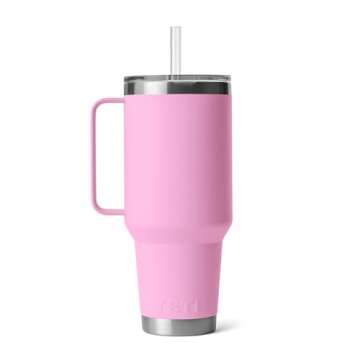 YETI Rambler 42 oz Tumbler with Handle and Straw Lid, Travel Mug Water Tumbler, Vacuum Insulated Cup with Handle, Stainless Steel, Power Pink