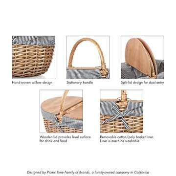 Country Vintage Picnic Basket for Outdoor Romance and Fun