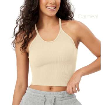 Stylish ODODOS Women's Rib-Knit Crop Tank Tops