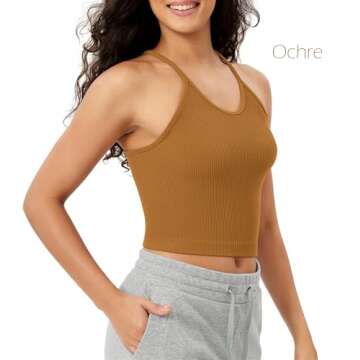 Stylish ODODOS Women's Rib-Knit Crop Tank Tops