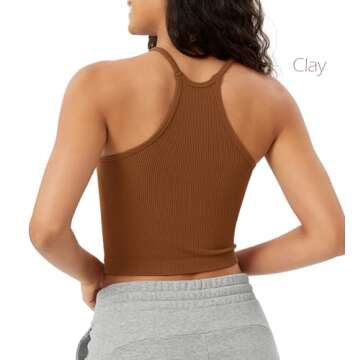 Stylish ODODOS Women's Rib-Knit Crop Tank Tops