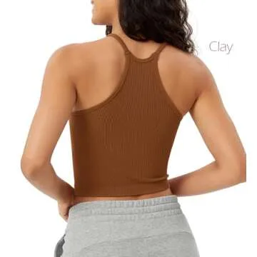 Stylish ODODOS Women's Rib-Knit Crop Tank Tops