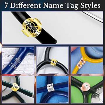 Stethoscope Name Tag Personalized Stethoscope ID Tag Charm for Nurses Custom Name Badge with Birthflower for Doctor, RN,Medical Assistant-Style 7