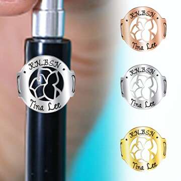 Stethoscope Name Tag Personalized Stethoscope ID Tag Charm for Nurses Custom Name Badge with Birthflower for Doctor, RN,Medical Assistant-Style 7