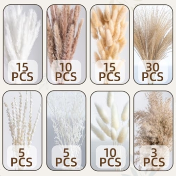 Natural Pampas Grass 8-kind Bouquet for Home Decor