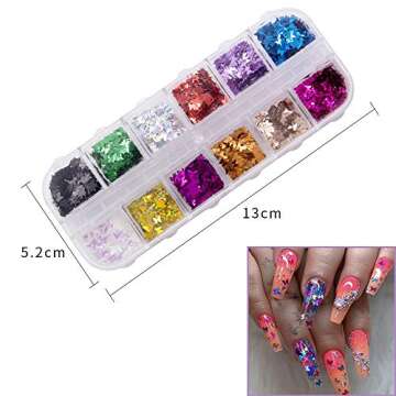 24 Color 3D Butterfly Glitters for Creative Nail Art