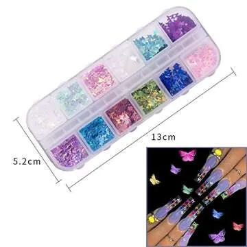 24 Color 3D Butterfly Glitters for Creative Nail Art