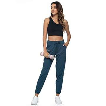 Haowind Joggers for Women with Pockets Elastic Waist Workout Sport Gym Pants Comfy Lounge Yoga Running Pants(Dark Green M)