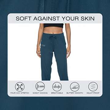 Haowind Joggers for Women with Pockets Elastic Waist Workout Sport Gym Pants Comfy Lounge Yoga Running Pants(Dark Green M)