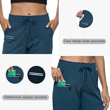Haowind Joggers for Women with Pockets Elastic Waist Workout Sport Gym Pants Comfy Lounge Yoga Running Pants(Dark Green M)