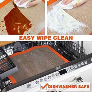 MMmat Silicone Baking Mat - Best German Silicone - Non Slip Silicone Baking Sheet, Non Stick Reusable Silicone Mats for Baking, Oven Liner, Counter Mat - Half Sheet Baking Mat, Set of 2