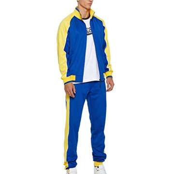 Tebreux Men's Tracksuits 2 Piece Outfit Jogging Suits Set Casual Long Sleeve Sports Sweatsuits Blue S