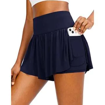 Flowy Running Shorts for Women with 4 Pockets 2 in 1 High Waisted Women's Butterfly Workout Athletic...