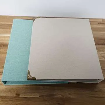 Fernweh4u Premier Bookcloth 3 Ring Binder 10.25" X 11.5 (2 Pack) - Cream Tan and Aqua Blue Colors - Perfect for Classroom and Business Work and Organization